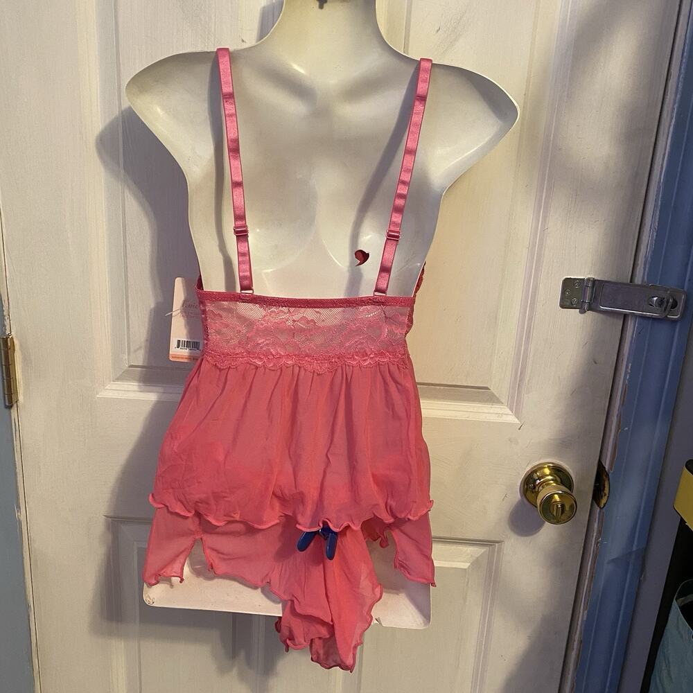 New HUSH INTIMATES Lessie Pink Babydoll Fairy Lace Tap Set Sexy WomenS Lingerie - Picture 8 of 11